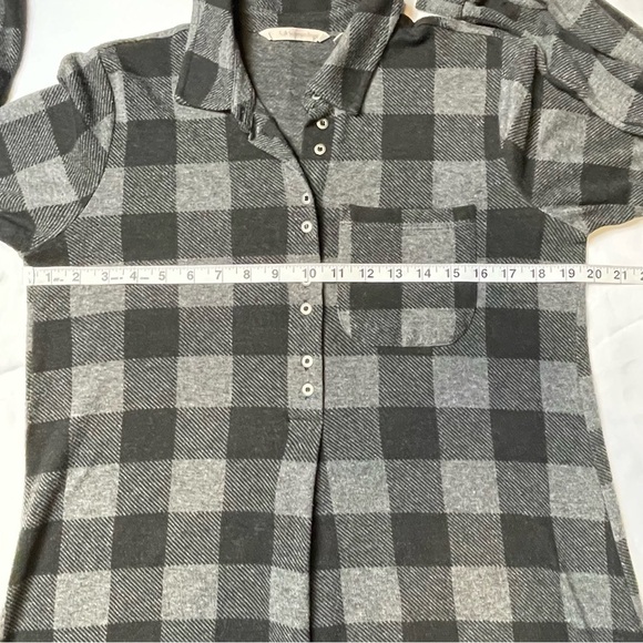 Soft Surroundings Mad About Plaid Gray Button Tunic Top - Sz S - Picture 16 of 16